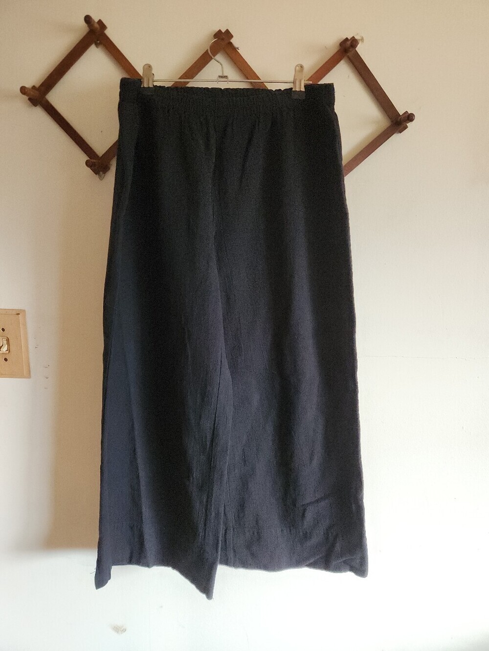 Soft Surroundings Cropped Wide Leg Cotton Pant Medium Petite Black